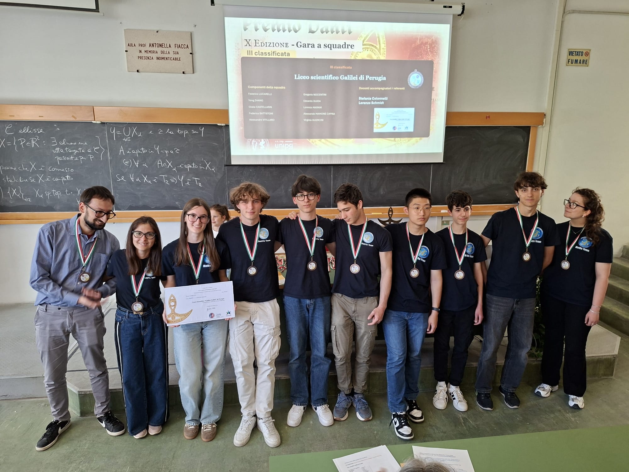 Terza classificata squdra Liceo Scientifico Galilei di Perugia